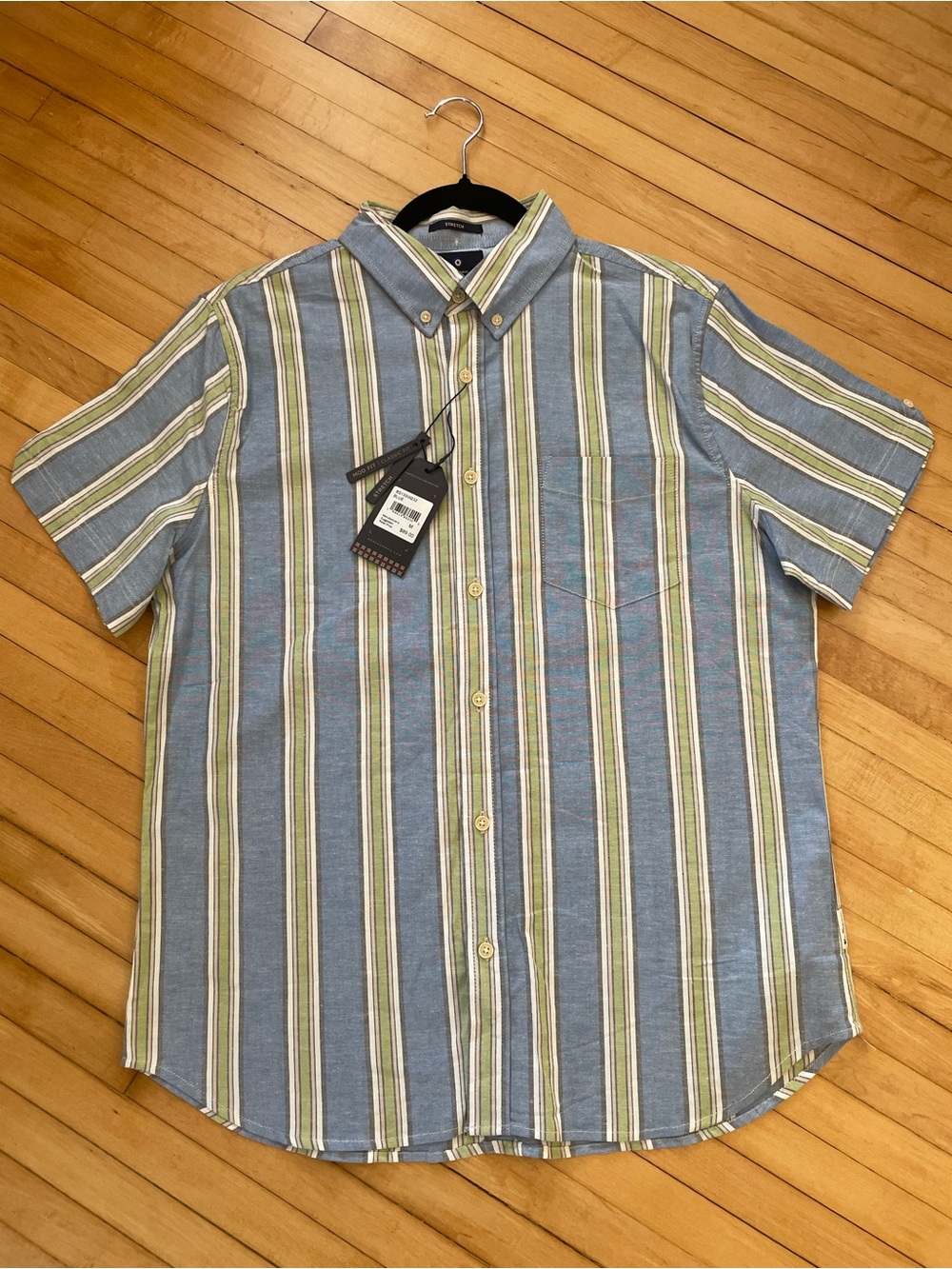 BEN SHERMAN NWT Button Down Striped Camp Cabana Shirt Cotton Rugby Preppy